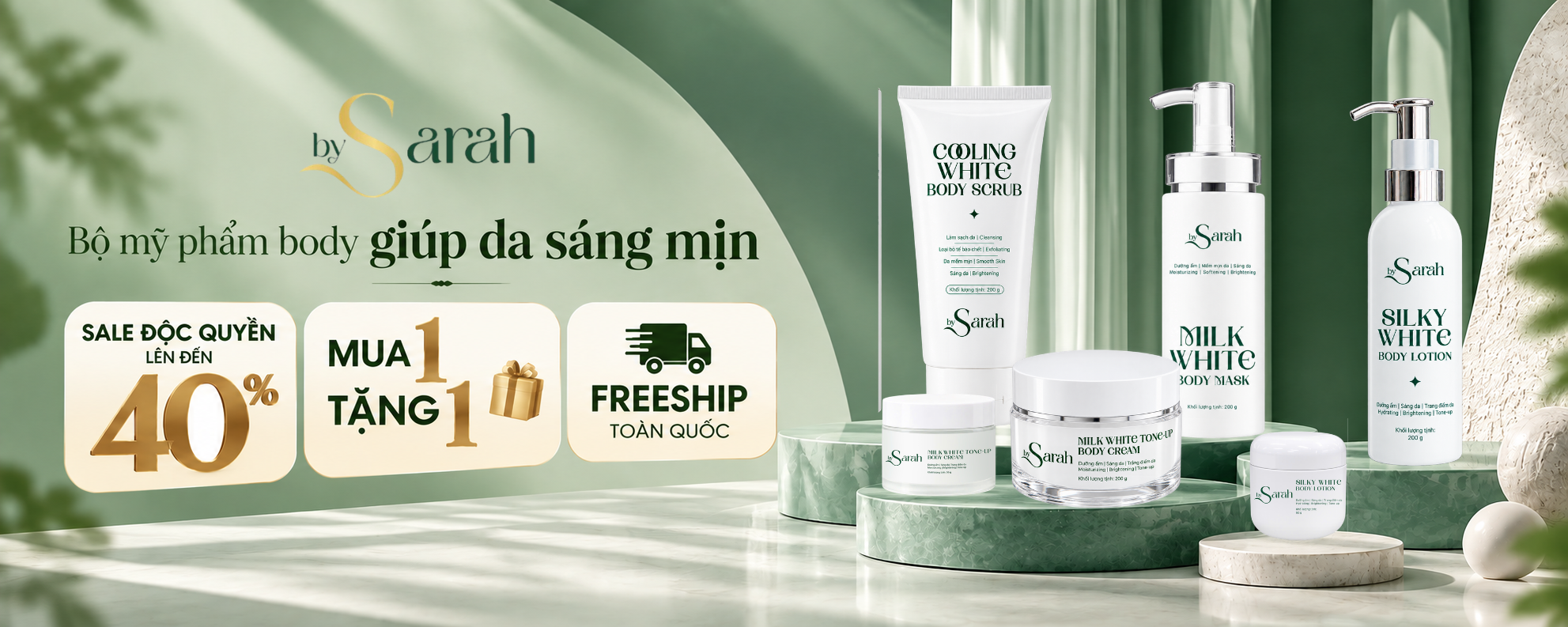 Banner giới thiệu bộ sản phẩm chăm sóc body By Sarah